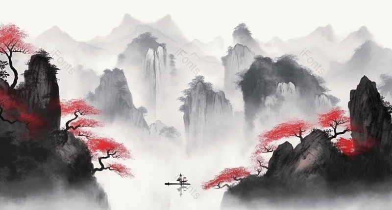 新中式水墨山水丹青画背景图,插画/手绘图,插画/手绘图库,插画/手绘图下载,插画/手绘